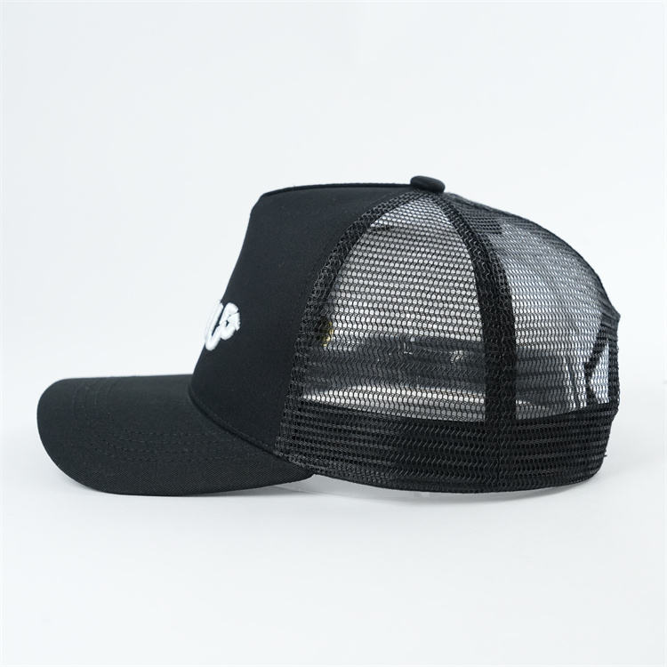 LevelUp Black Mesh Embroidered Trucker Hat
