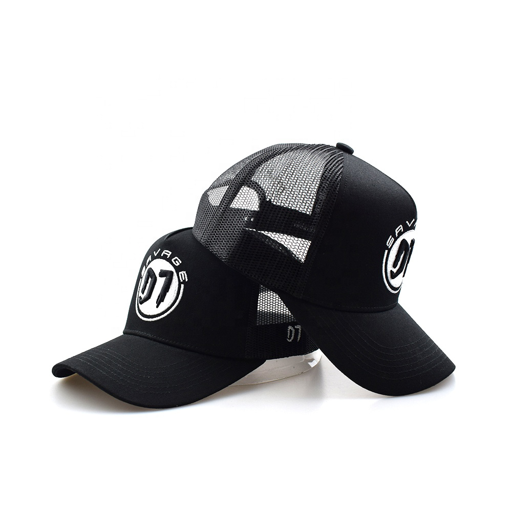 Embroidered 07 Mesh Trucker Caps in Blue Gray and Black