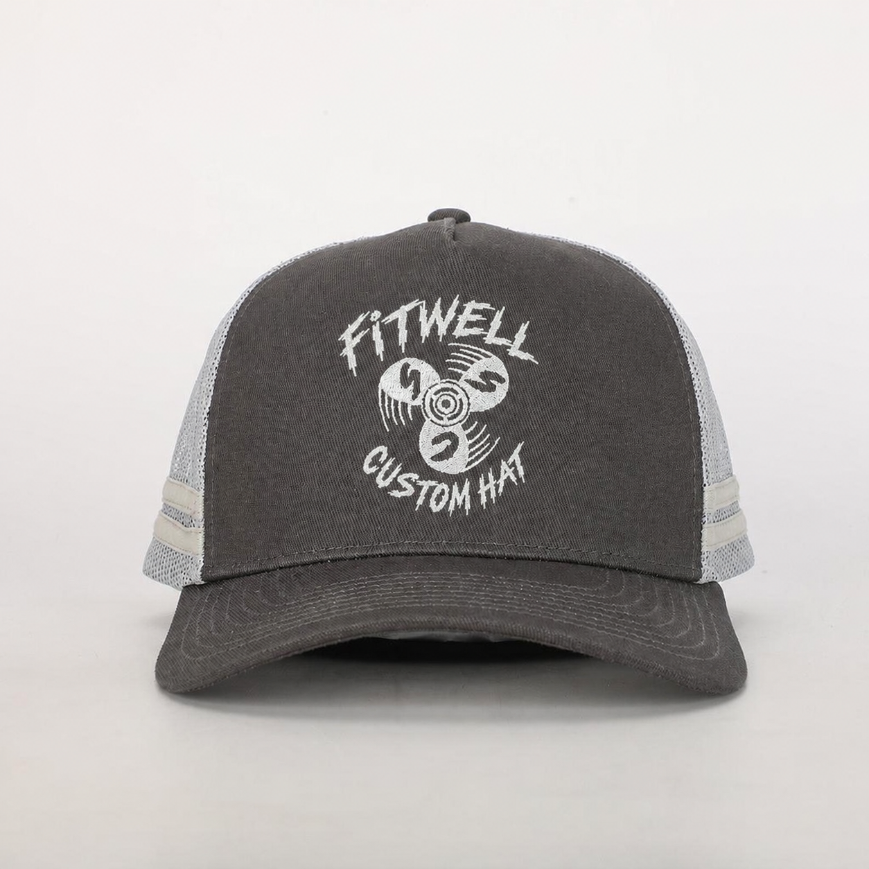 Salty Sea Co Embroidered Grey 5 Panel Cotton Trucker Hat