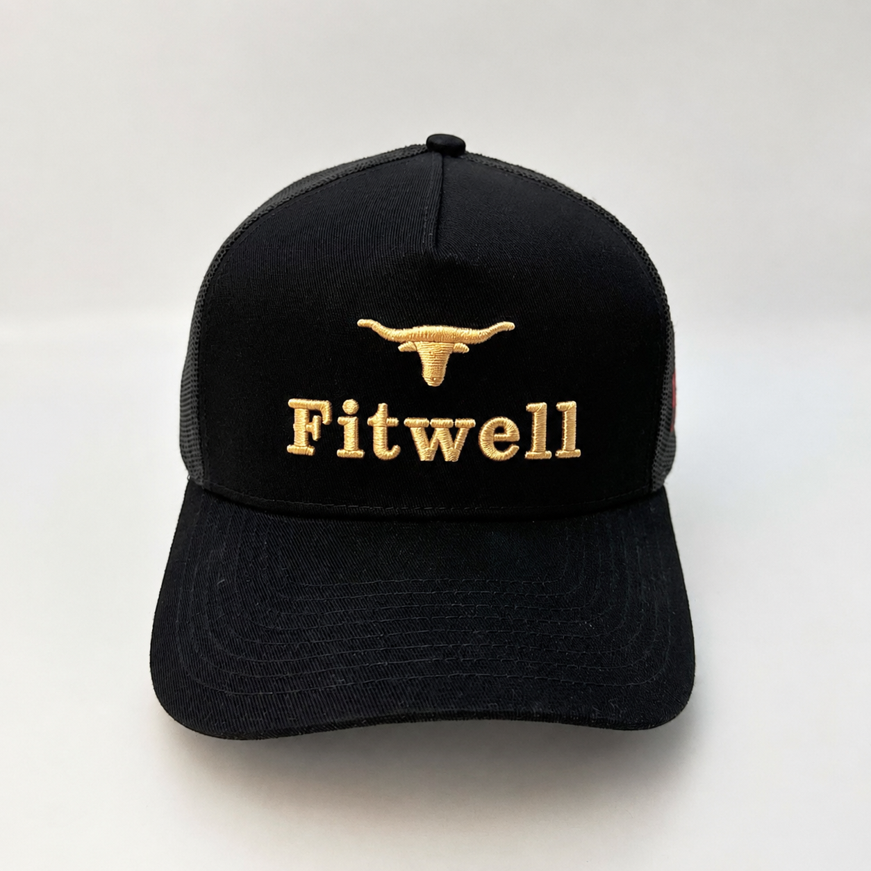 Black FUERZA Bull Embroidered Cotton Mesh Trucker Hat