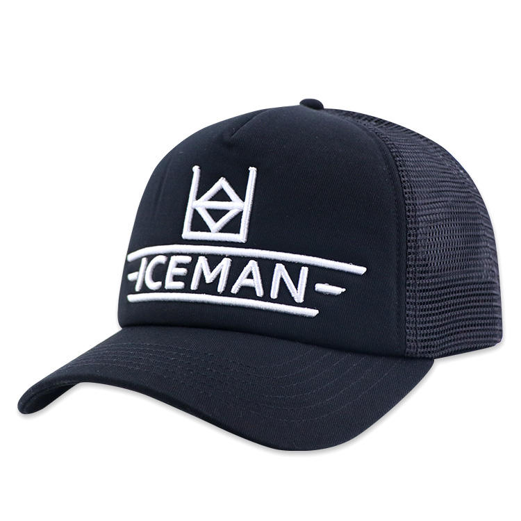 Black ICEMAN Embroidered Mesh Back Trucker Cap