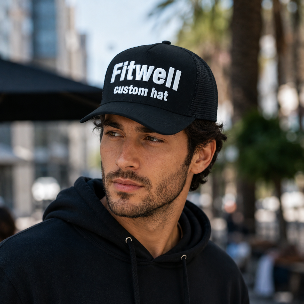 Discipline Dept. Black Embroidered Mesh Trucker Hat