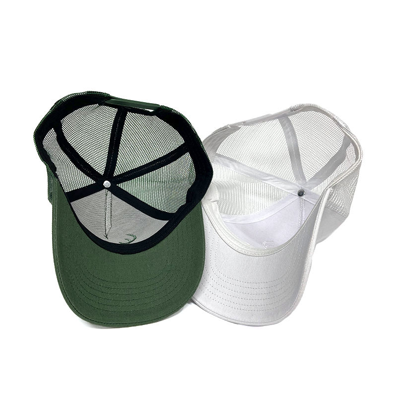 White and Forest Green Deer Embroidered Five-Panel Trucker Caps