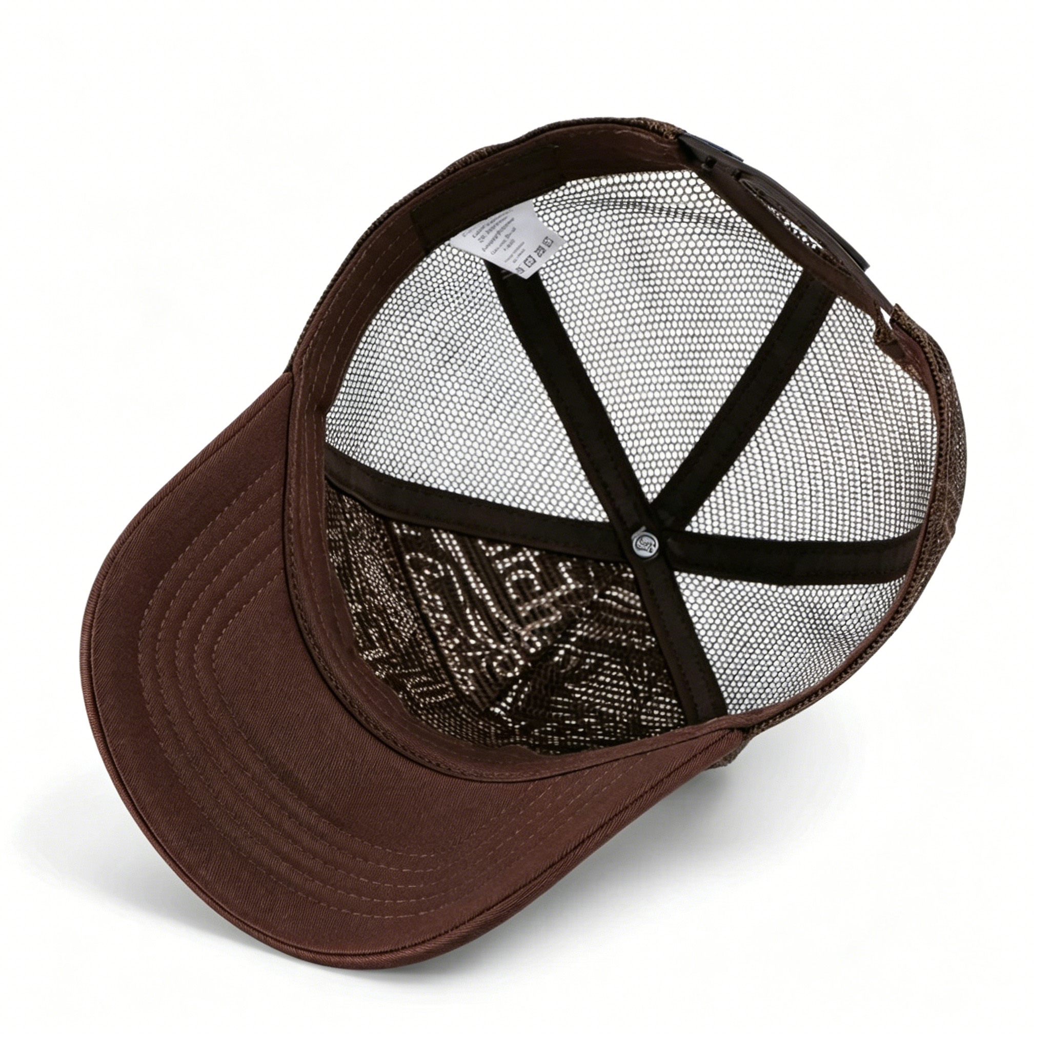 Brown Mesh Trucker Hat with Orange Wow Destiny Embroidery