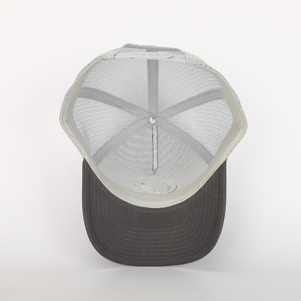 Salty Sea Co Embroidered Grey 5 Panel Cotton Trucker Hat