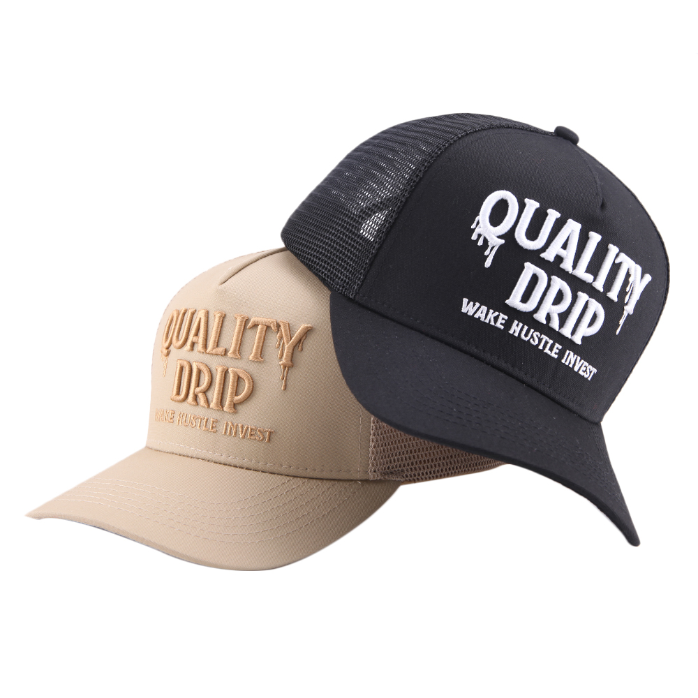 Classic Embroidered Logo Mesh Trucker Cap Adjustable 5 Panel Baseball Hat