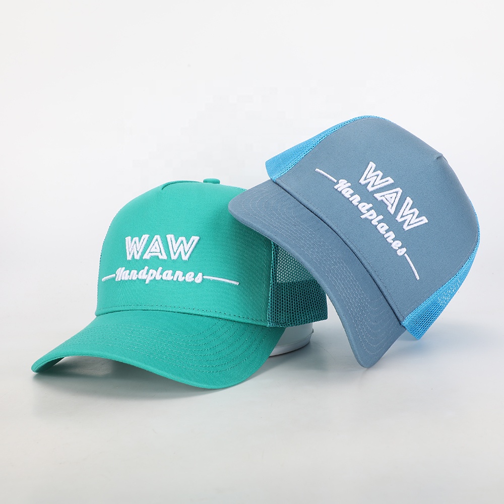 WAW Handplanes Aqua Embroidered Mesh Trucker Cap
