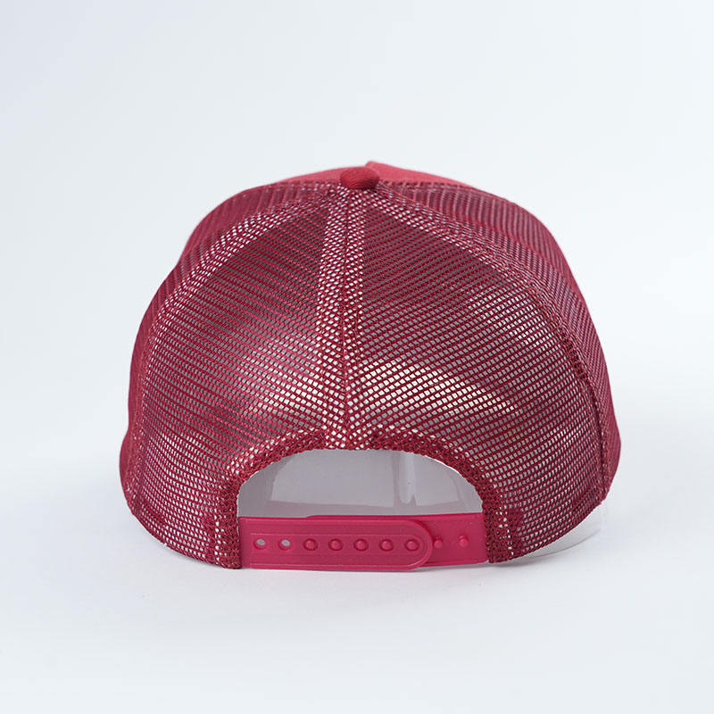 Red Embroidered Slogan Mesh Trucker Cap