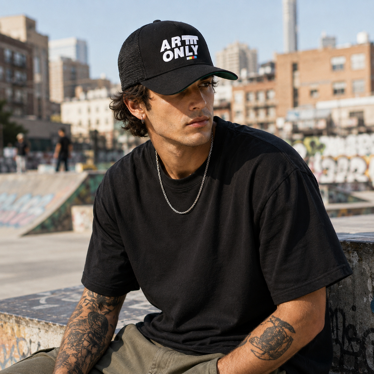 ARTM ONLY Black Embroidered Mesh Trucker Cap