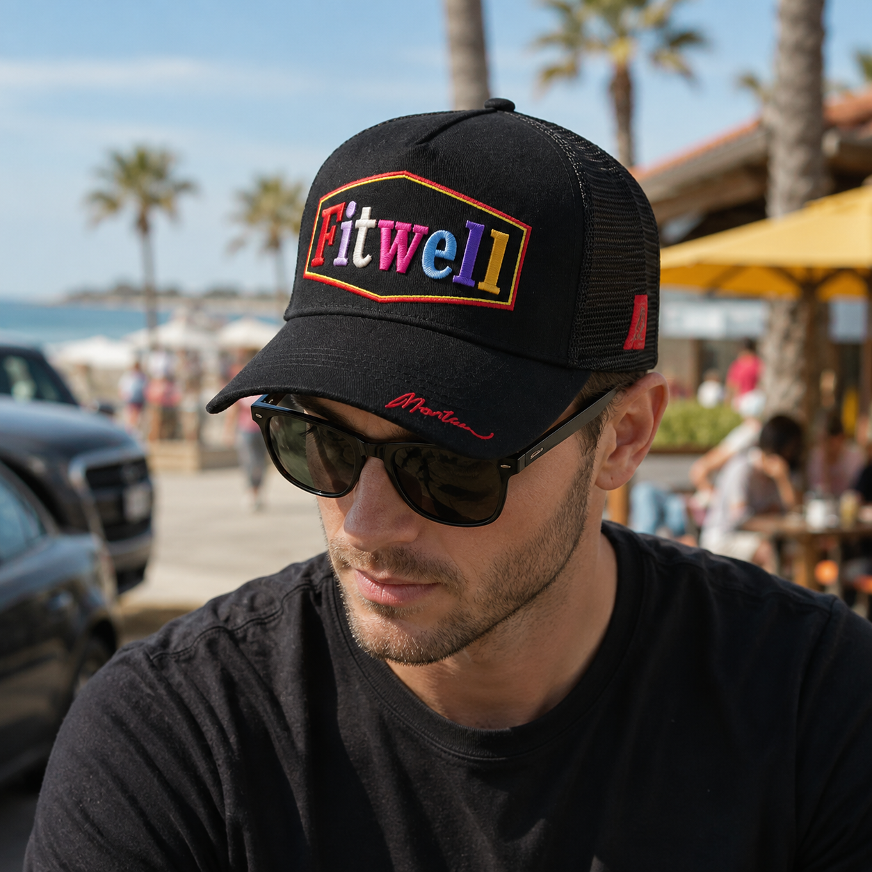 MARCVX5 Multicolor 3D Embroidered Black Mesh Trucker Cap