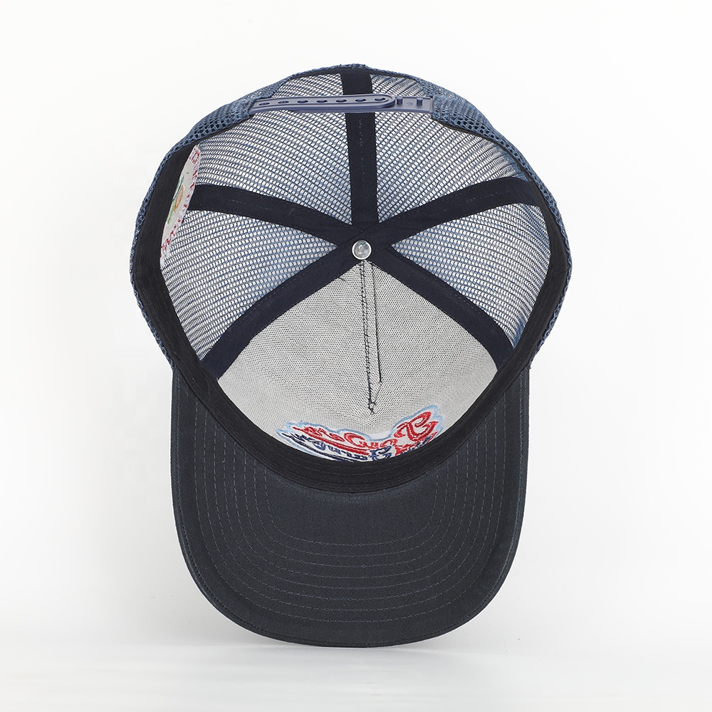 Navy Power Swing Embroidered 5-Panel Trucker Hat
