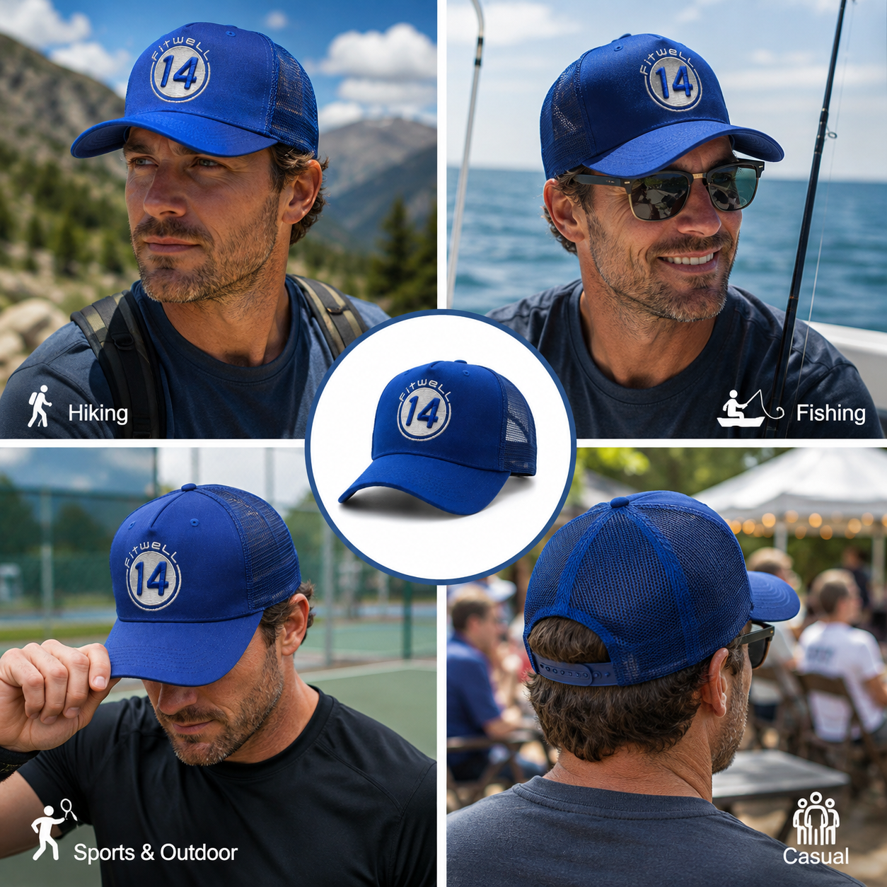Embroidered 07 Mesh Trucker Caps in Blue Gray and Black