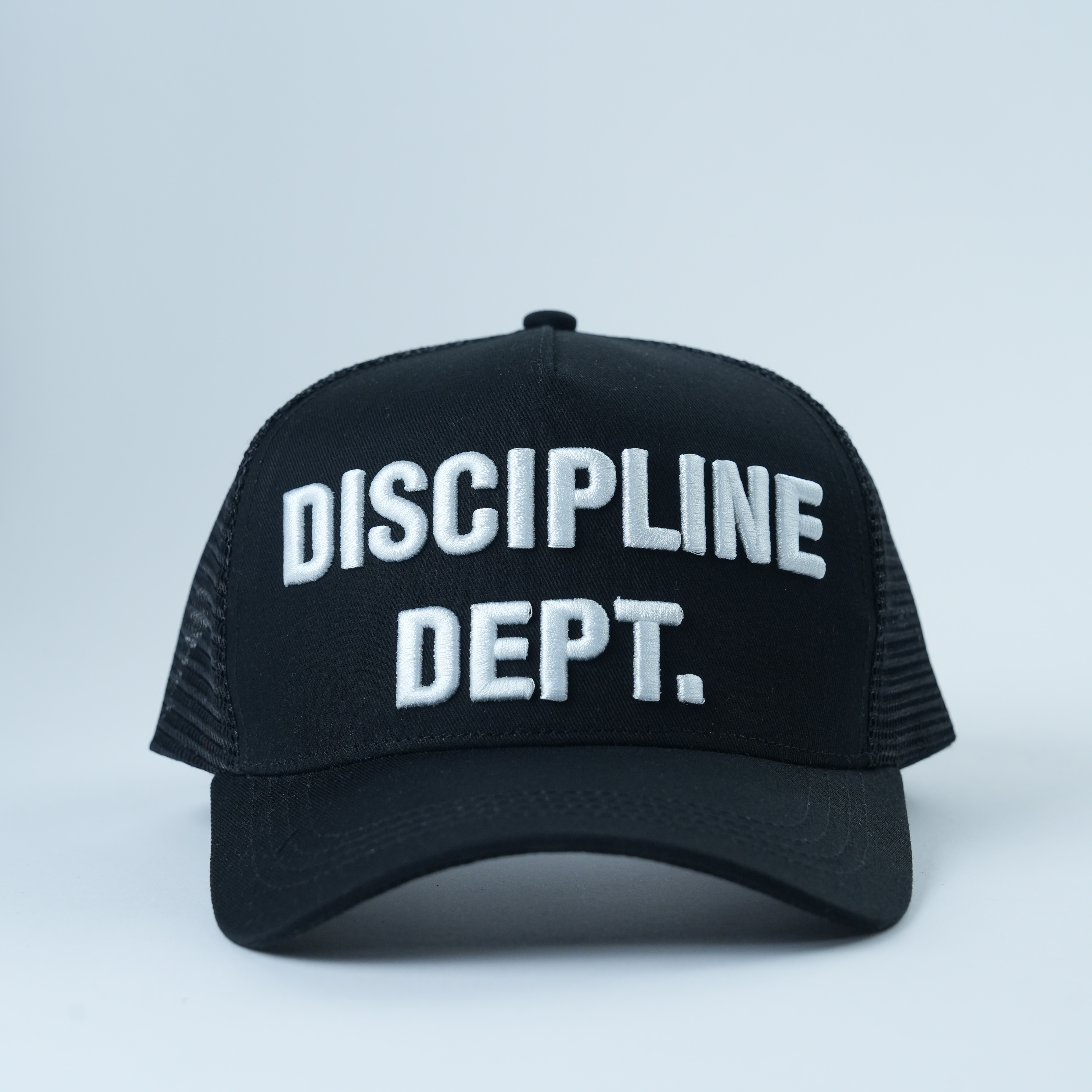 Discipline Dept. Black Embroidered Mesh Trucker Hat
