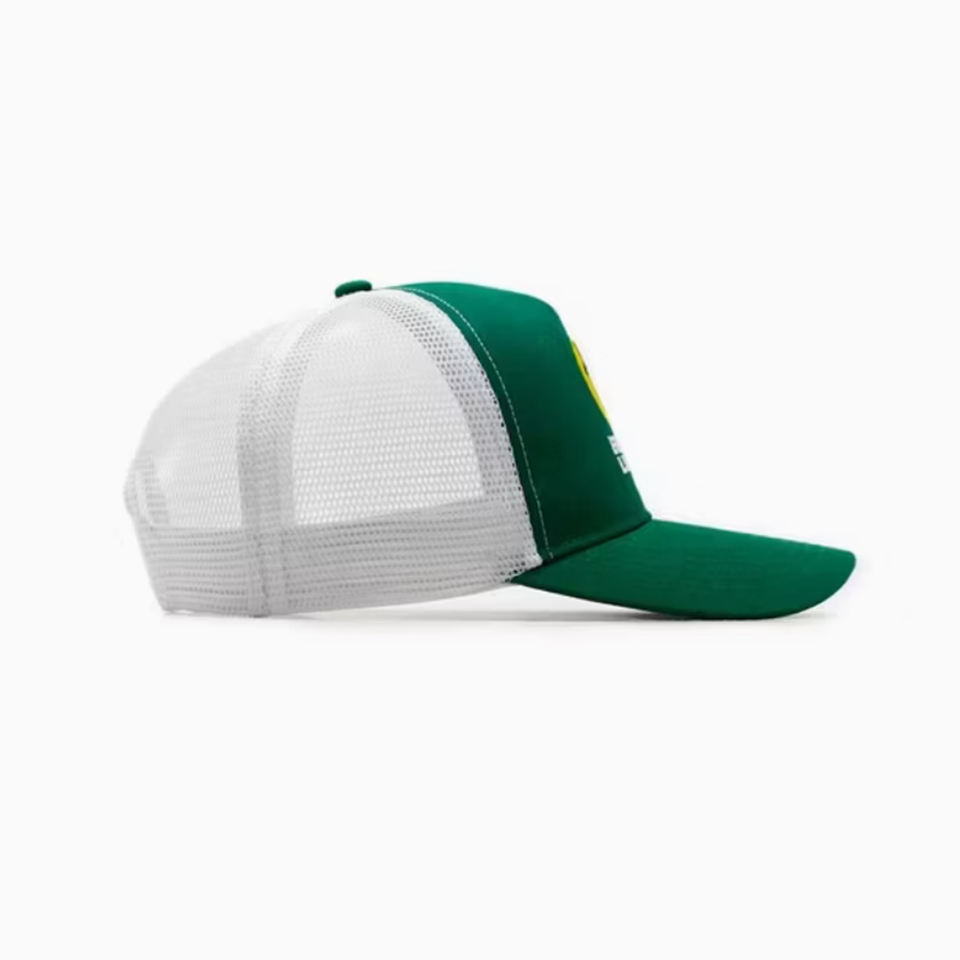 Forest Green Cotton-Front Mesh Trucker Cap with Beaver Lumber Embroidery