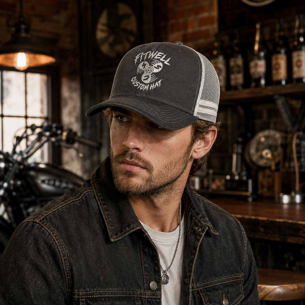 Salty Sea Co Embroidered Grey 5 Panel Cotton Trucker Hat