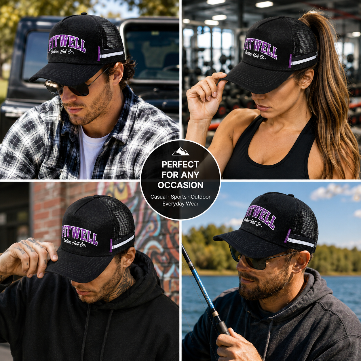 Black INSIGNIA Embroidered Cotton Mesh Trucker Cap