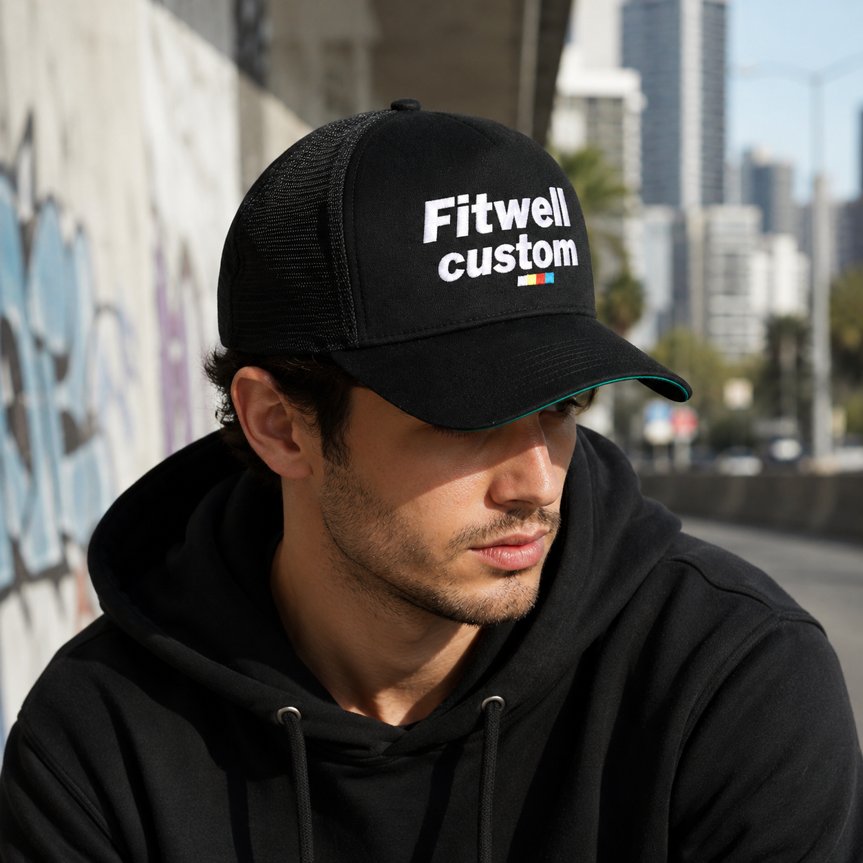 ARTM ONLY Black Embroidered Mesh Trucker Cap