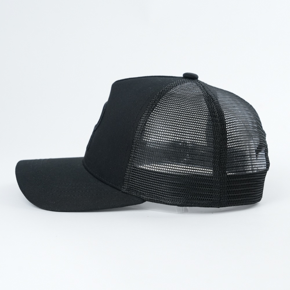 Black Tonal Embroidered Mesh Trucker Cap