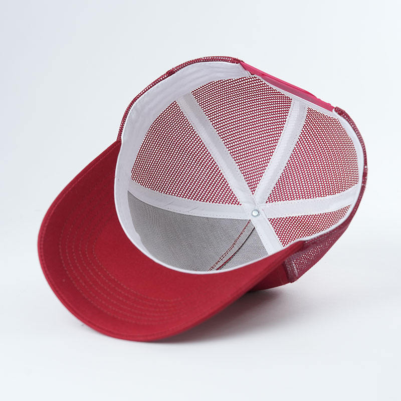 Red Embroidered Slogan Mesh Trucker Cap