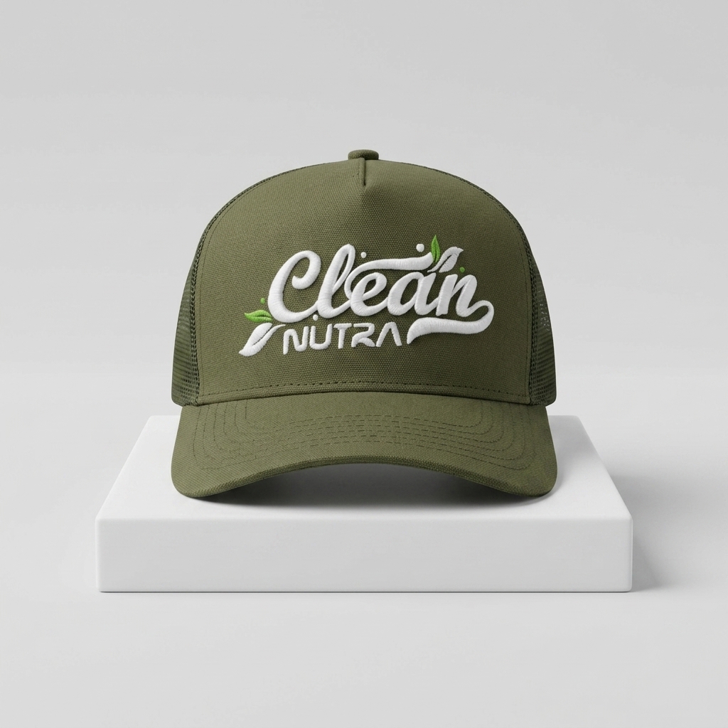 Olive Green Clean Nutral 3D Embroidered Mesh Trucker Cap
