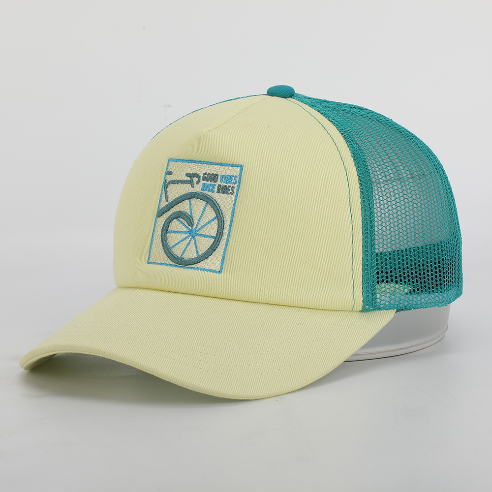 Good Vibes Nice Rides Bicycle Embroidered Mesh Trucker Hat