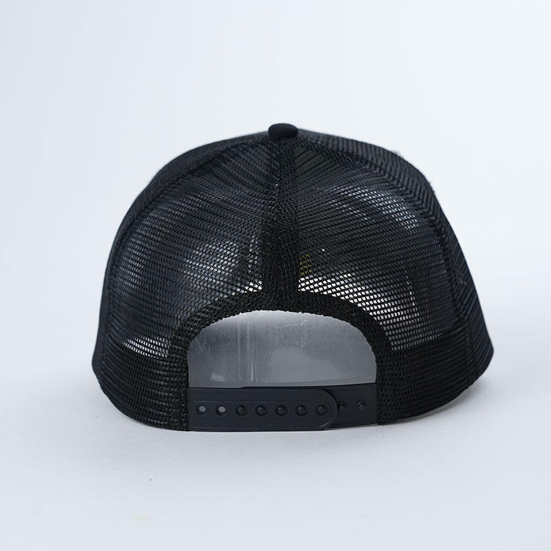 Black Cartoon Face Embroidered Mesh Trucker Hat
