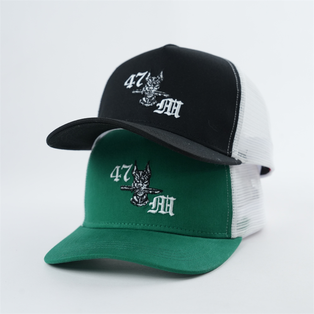 Green and Black Two-Tone Mesh Trucker Hats with 47 Eagle Embroidery