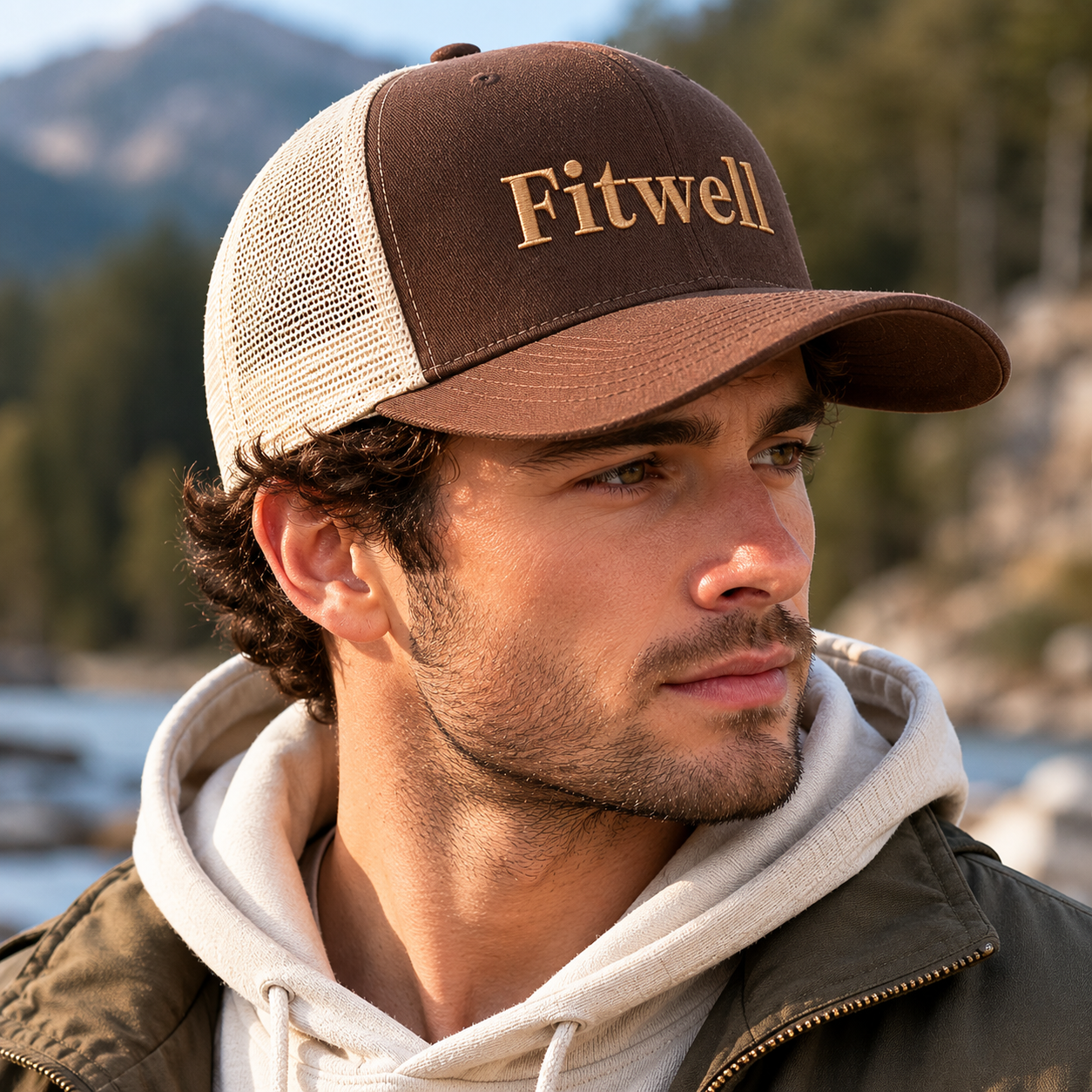 Boots & Bikinis Brown Mesh Embroidered Trucker Hat