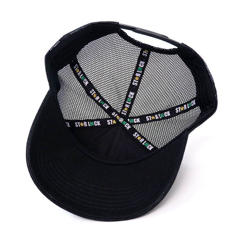 Black Mesh Trucker Hat with Lucky Star Embroidery