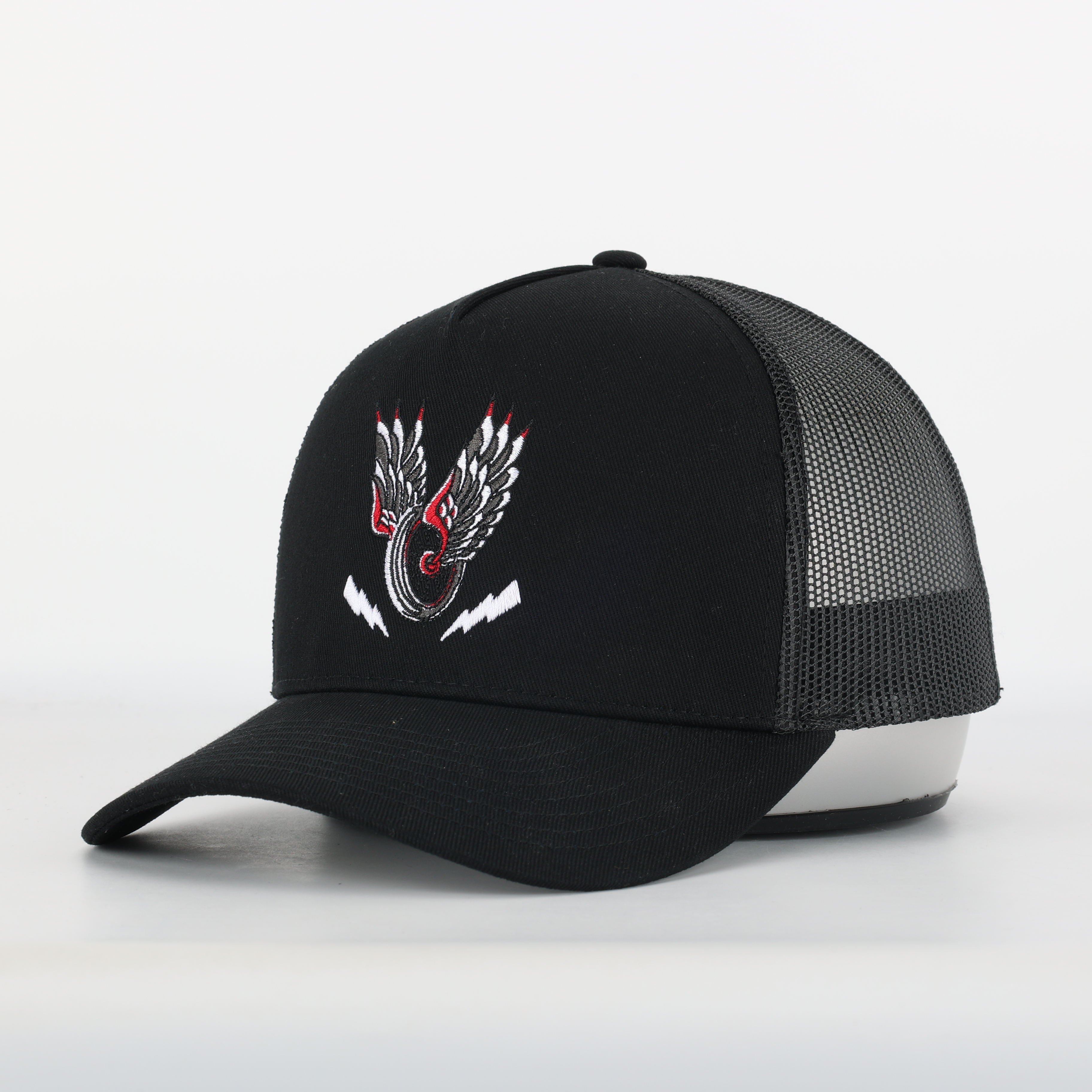 Black Wing Embroidered Mesh Baseball Trucker Cap