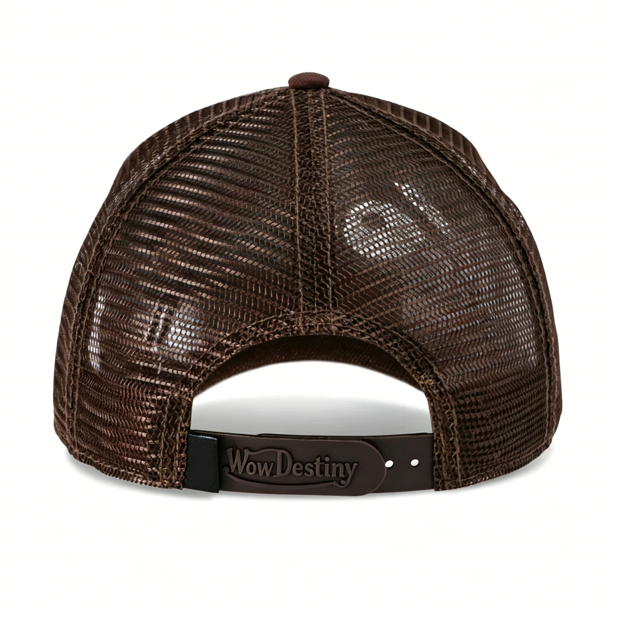 Brown Mesh Trucker Hat with Orange Wow Destiny Embroidery