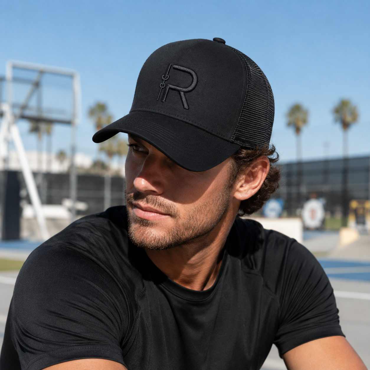 Black Tonal Embroidered Mesh Trucker Cap