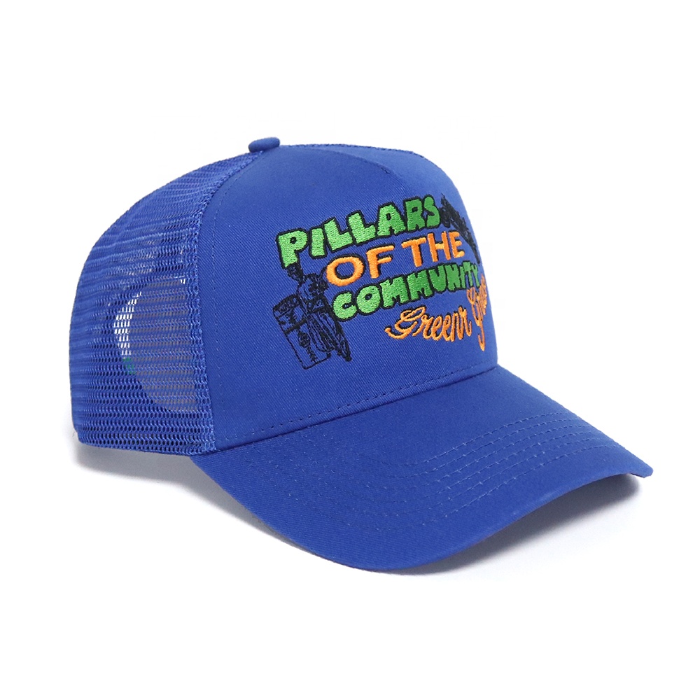Pillars of the Community Embroidered Blue Trucker Cap