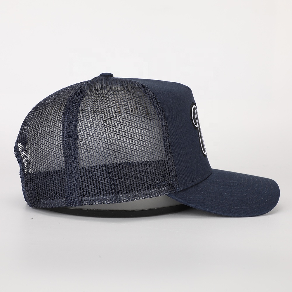 Navy 5-Panel Cotton Trucker Hat with Nipomo Western Embroidery