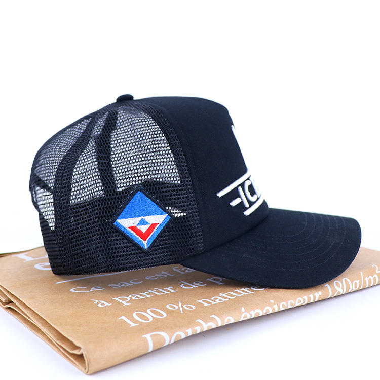 Black ICEMAN Embroidered Mesh Back Trucker Cap
