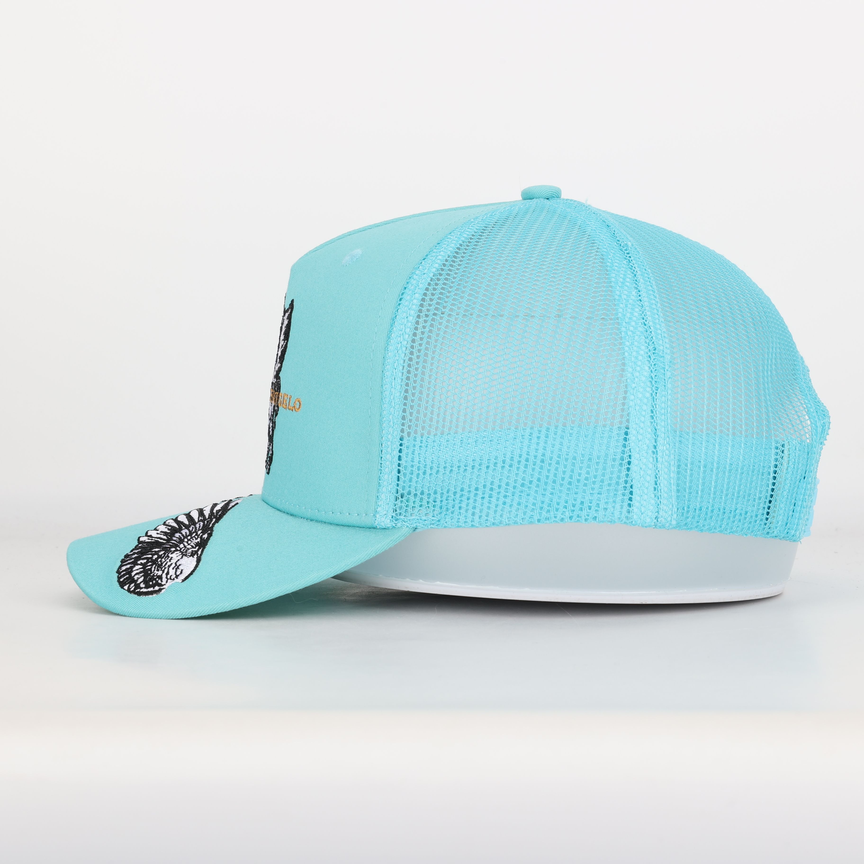 Angel Embroidery Turquoise Mesh Back Baseball Cap
