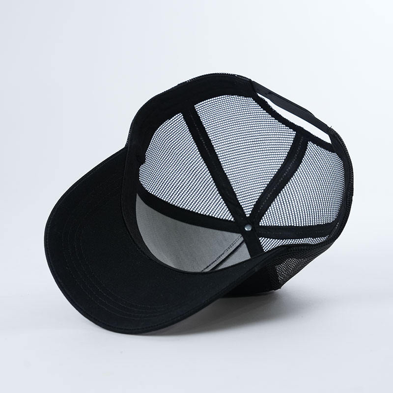 Black Cartoon Face Embroidered Mesh Trucker Hat