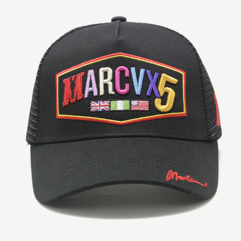 MARCVX5 Multicolor 3D Embroidered Black Mesh Trucker Cap