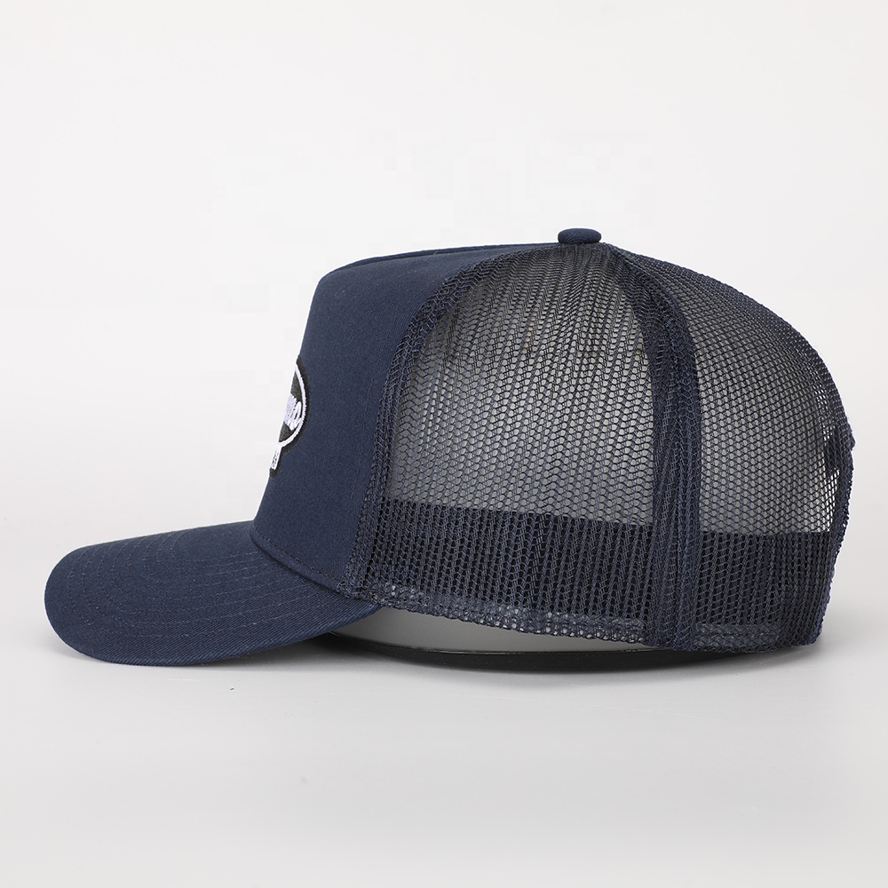 Navy 5-Panel Cotton Trucker Hat with Nipomo Western Embroidery