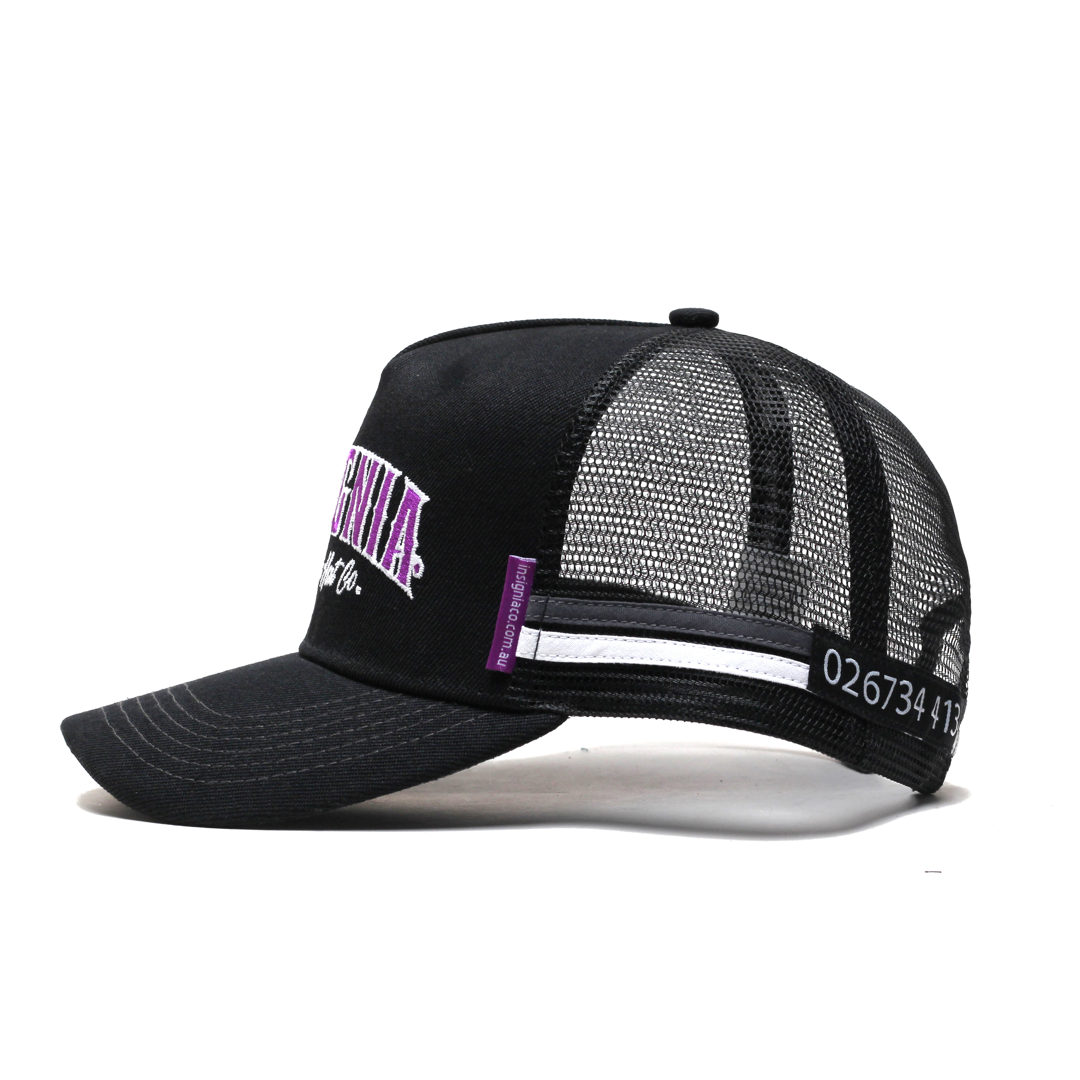 Black INSIGNIA Embroidered Cotton Mesh Trucker Cap