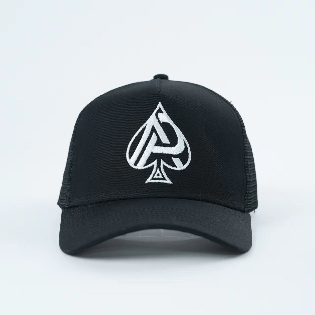 Black Spade Logo Embroidered Mesh Trucker Hat