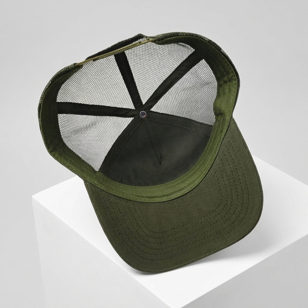 Olive Green Clean Nutral 3D Embroidered Mesh Trucker Cap