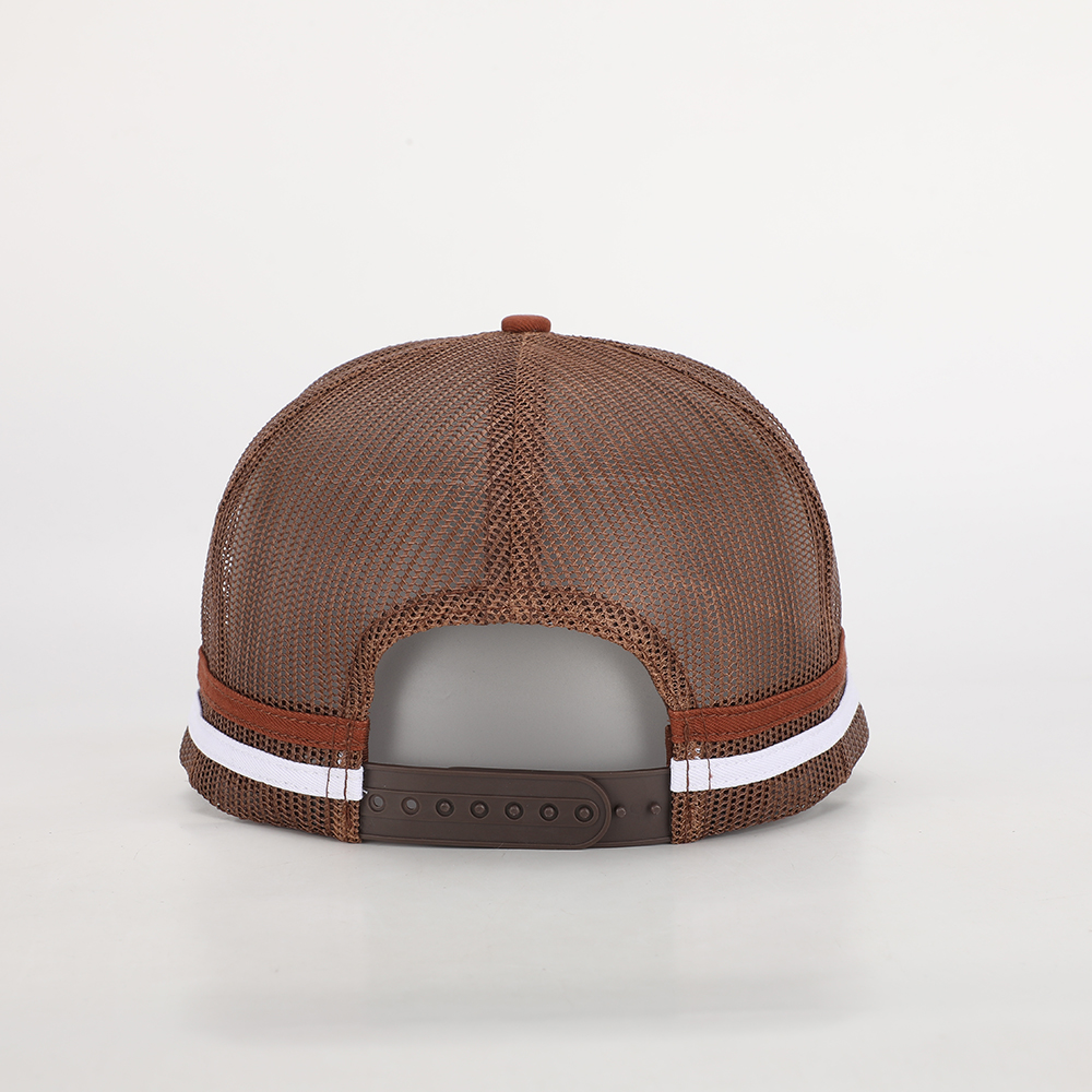 Brown Cotton Mesh Trucker Hat with Ranch Animal Embroidered Logo