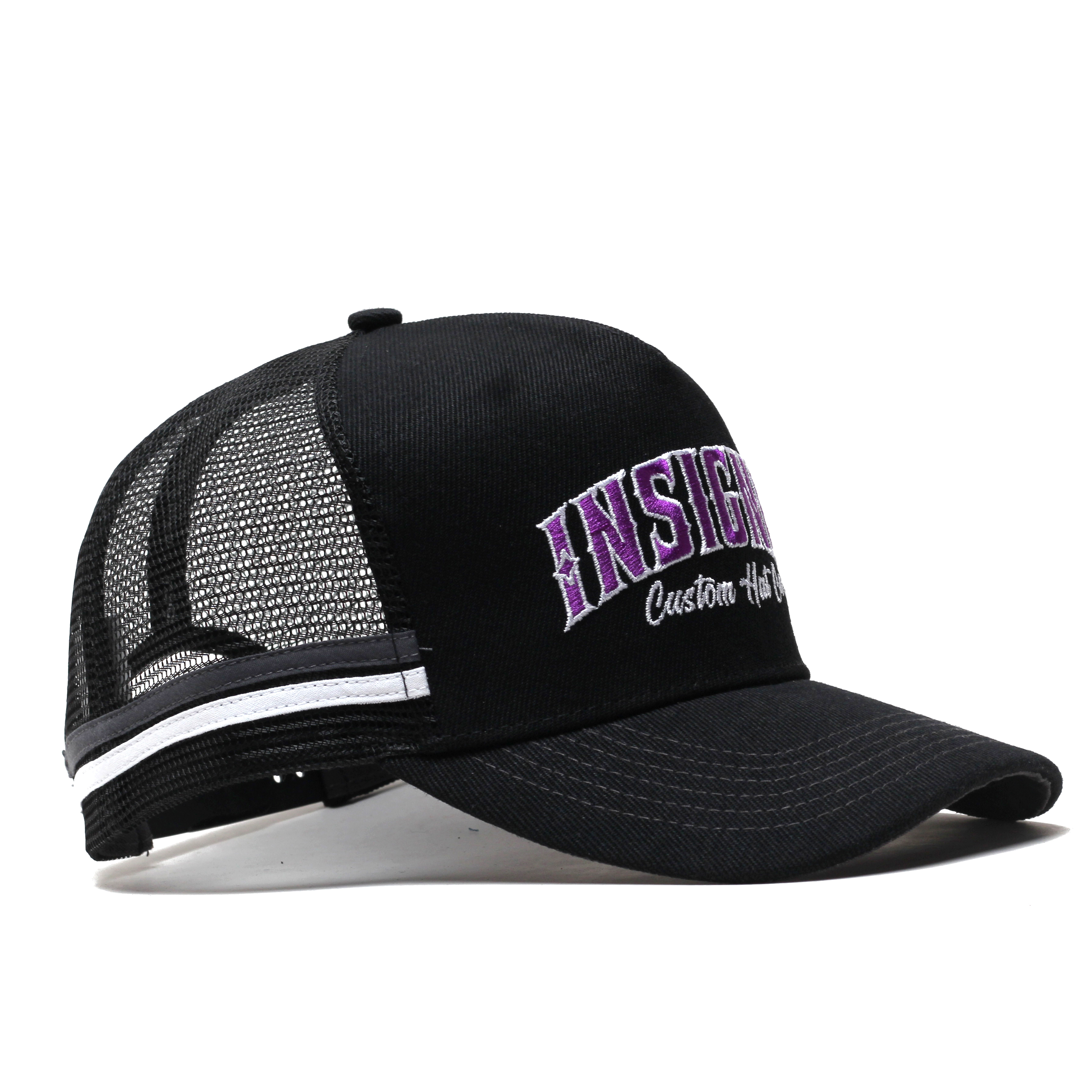Black INSIGNIA Embroidered Cotton Mesh Trucker Cap