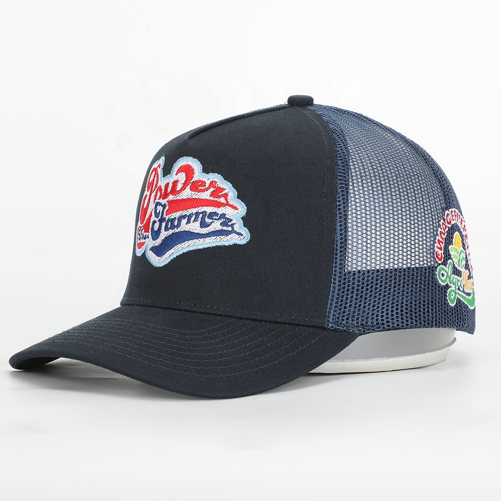 Navy Power Swing Embroidered 5-Panel Trucker Hat