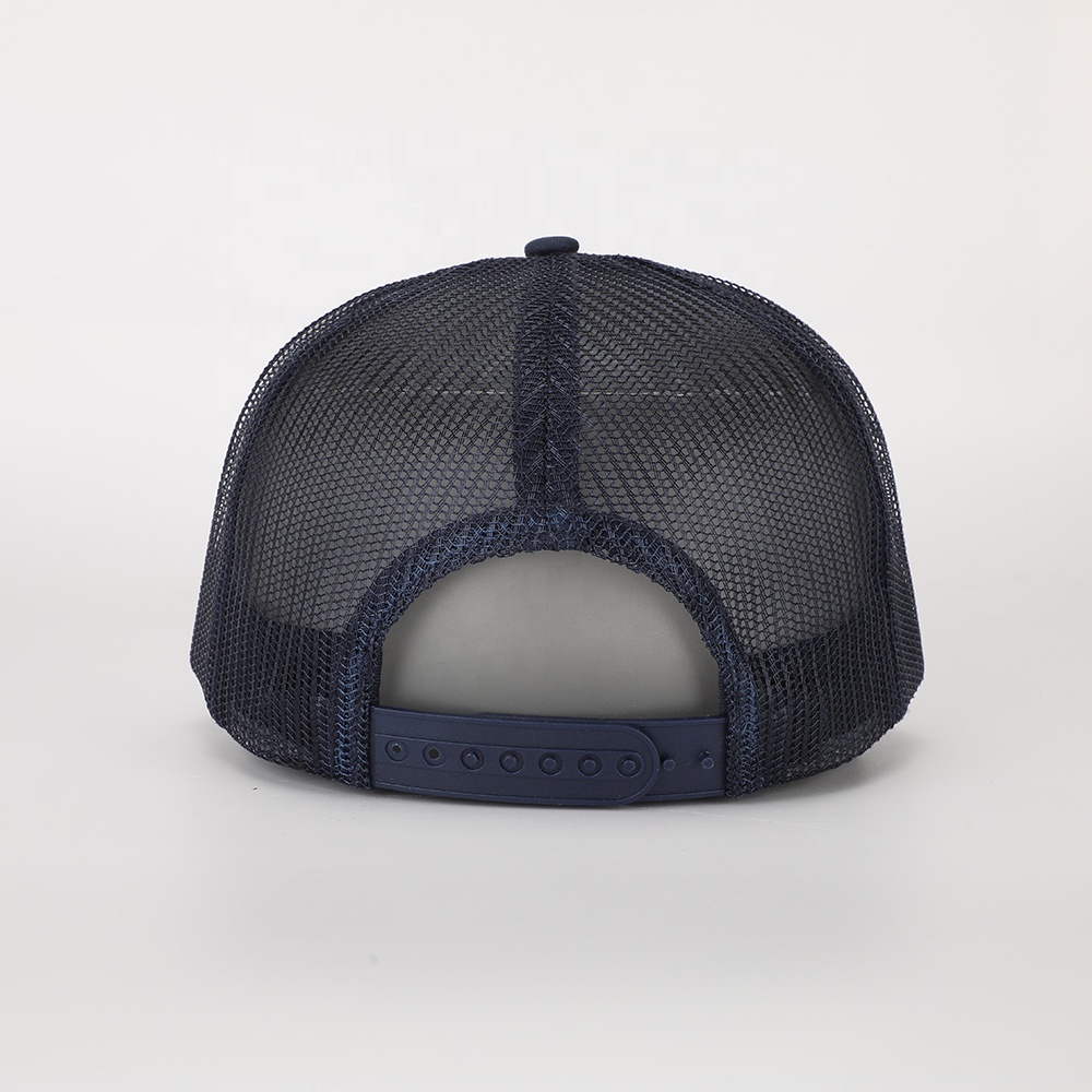 Navy 5-Panel Cotton Trucker Hat with Nipomo Western Embroidery