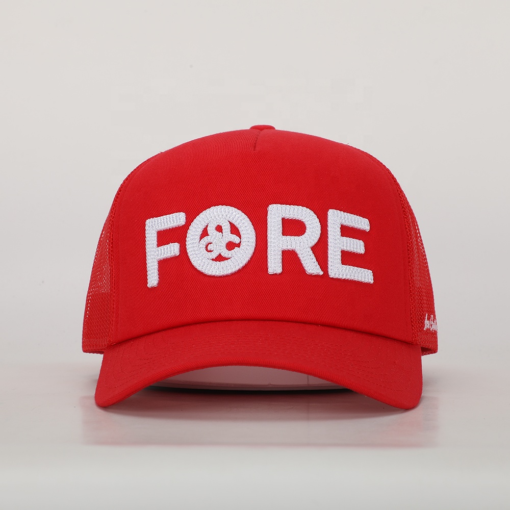 Red FORE Embroidered Mesh Trucker Hat
