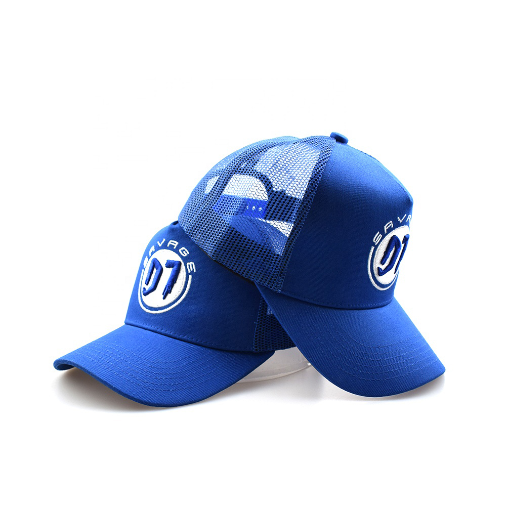 Embroidered 07 Mesh Trucker Caps in Blue Gray and Black