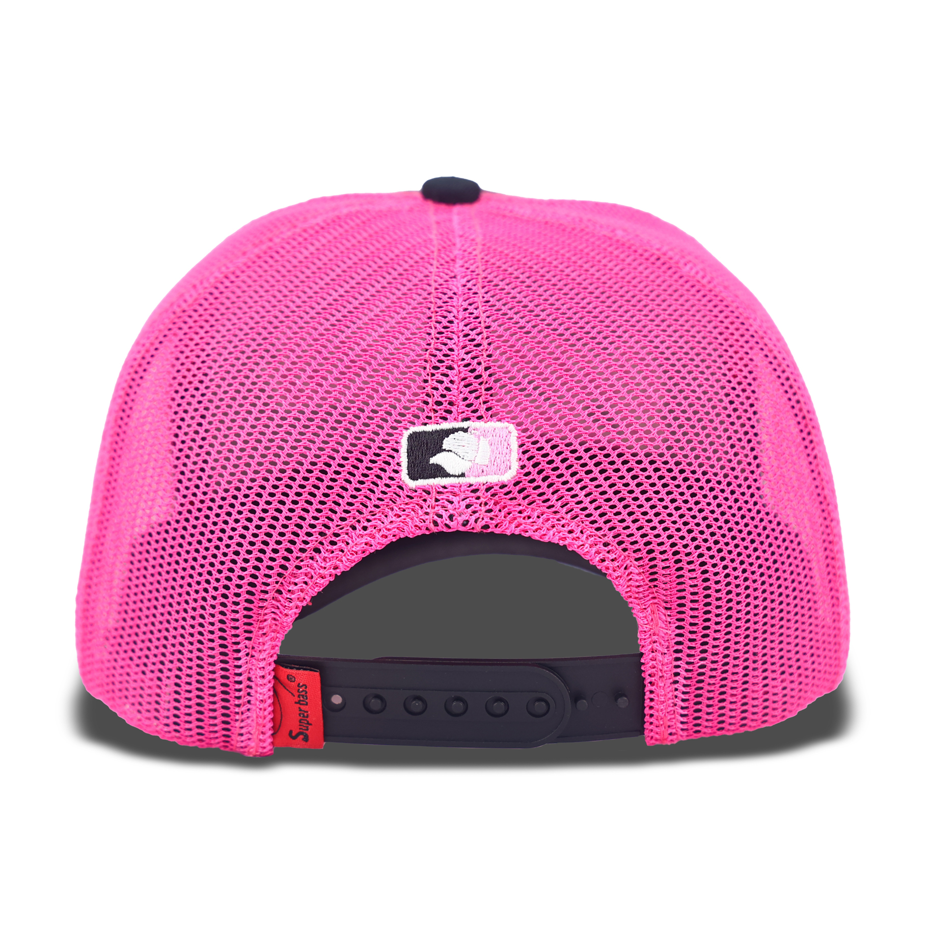 Black Pink Script Embroidered Mesh Trucker Cap