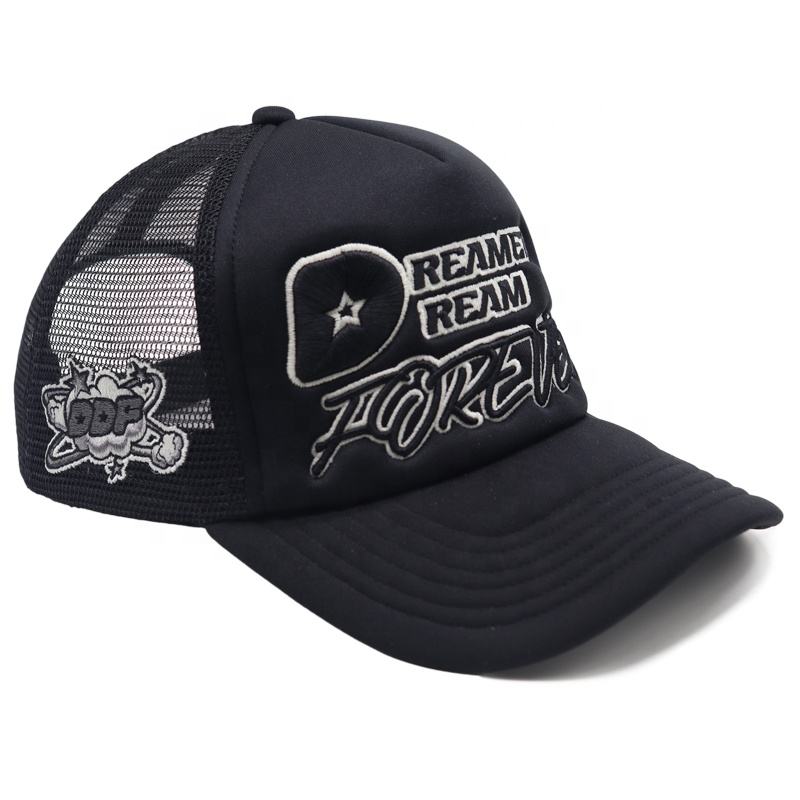 Dreamers Dream Forever 3D Embroidered Black Foam Trucker Hat